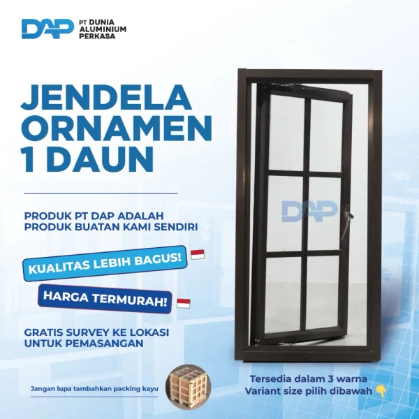 Jendela Aluminium Ornamen 1 Daun 60 x 100