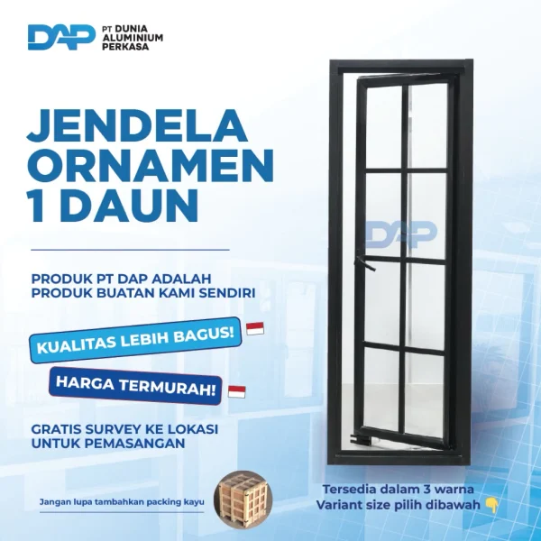 Jendela Aluminium Ornamen 1 Daun 70 x 120 