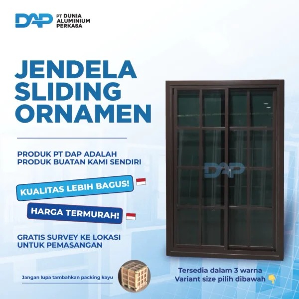 Jendela Aluminium Sliding 2 Daun 70 x 100 